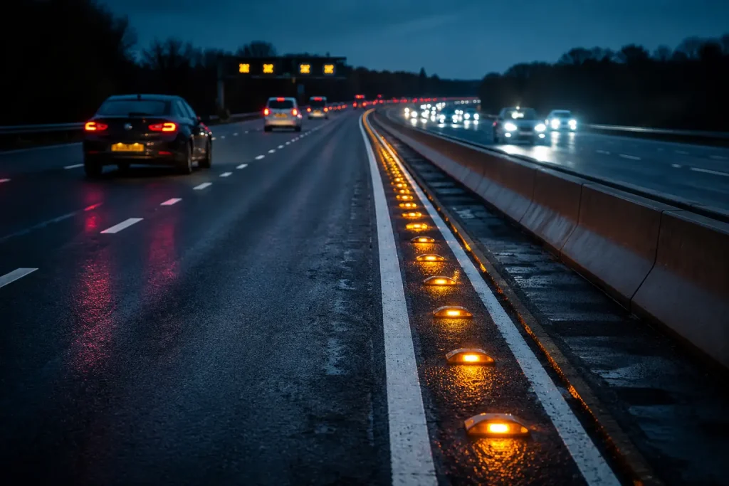 Where Are Amber Reflective Studs Found on a Motorway in the UK? where are amber reflective studs found on a motorway